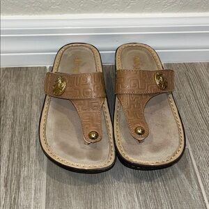Alegria tan  Leather Sandals with Gold Accents